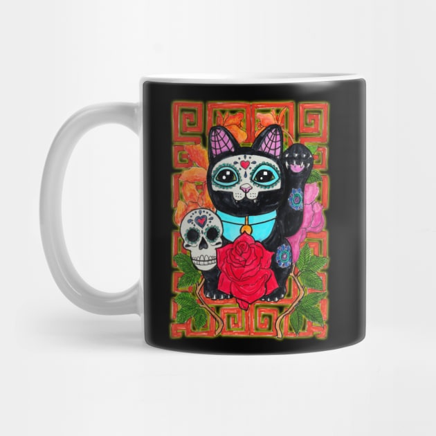 Day of the Dead lucky cat by JenStedman73